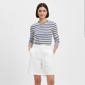 Argent Striped Long Sleeve Crew Neck Top